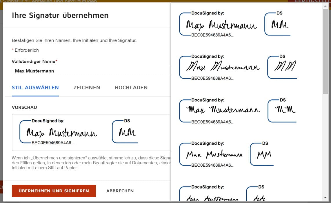Mainzer Netze DocuSign Signatur Schritt 3_Signaturarten Signatur hochladen Mainzer Netze DocuSign Signatur Schritt 3_Signaturarten Signatur hochladen